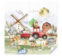 Papier peint pour enfants Ferme - Tracteur - Enfants - Animaux 280x300 cm - OnlyWow