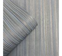 Papier Peint Rayures Venezia M66501 Bleu Tissé Métallique Vinyle Italien Muriva