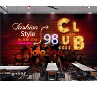 Papier Peint Rétro Mur De Briques Peint À La Main Musique Tendance Graffiti Thème Après-midi Thé Boisson Boutique Bar Club Fond Mur Restaurant Occidental Papier Peint Café Mural,3D,430x300cm