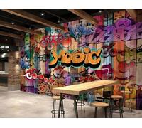 Papier Peint Rétro Musique Graffiti Notes Affiche Collations Décontractées Après-midi Thé Boisson Boutique Bar Fond Mur Restaurant Occidental Papier Peint Café Mural,3D,400x280cm