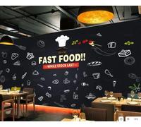 Papier Peint Rétro Tableau Noir Peint À La Main, Menu Gastronomique, Thème De Cuisson, Boutique De Desserts, Thé De L'après-midi, Restaurant Occidental, Fond D'écran Mural, Café,3D,300x210cm