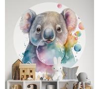 Papier peint rond / cercle Enfants - Lumaléa - Koala - Papier Standard 170gr Lessivable - Diamètre 130 cm