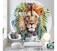 Papier peint rond / cercle Enfants - Lumaléa - Lion - Papier Standard 170gr Lessivable - Diamètre 130 cm