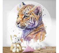 Papier peint rond / cercle Enfants - Lumaléa - Lionceau - Papier Premium 185gr Lavable - Diamètre 130 cm