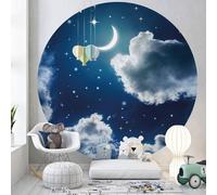 Papier peint rond / cercle Enfants - Lumaléa - Nuit - Papier Standard 170gr Lessivable - Diamètre 130 cm