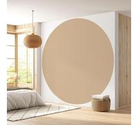 Papier peint rond / cercle - Lumaléa - Beige doré - Couleur Tendance - Papier Premium 185gr Lavable - Diamètre 130 cm