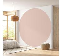 Papier peint rond / cercle - Lumaléa - Beige rosé pâle - Couleur Tendance - Papier Premium 185gr Lavable - Diamètre 130 cm