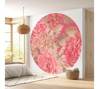 Papier peint rond / cercle - Lumaléa - Fleurs Oiseau - Papier Standard 170gr Lessivable - Diamètre 130 cm