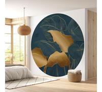 Papier peint rond / cercle - Lumaléa - Motif botanique - Papier Premium 185gr Lavable - Diamètre 130 cm