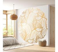 Papier peint rond / cercle - Lumaléa - Motif botanique - Papier Premium 185gr Lavable - Diamètre 130 cm
