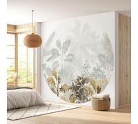 Papier peint rond / cercle - Lumaléa - Motif botanique - Papier Premium 185gr Lavable - Diamètre 130 cm