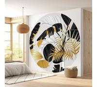 Papier peint rond / cercle - Lumaléa - Motif botanique - Papier Premium 185gr Lavable - Diamètre 130 cm