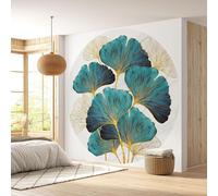 Papier peint rond / cercle - Lumaléa - Motif fleurs - Papier Premium 185gr Lavable - Diamètre 130 cm