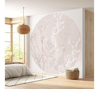 Papier peint rond / cercle - Lumaléa - Motif floral - Papier Premium 185gr Lavable - Diamètre 130 cm