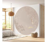 Papier peint rond / cercle - Lumaléa - Motif floral - Papier Premium 185gr Lavable - Diamètre 130 cm
