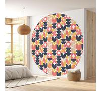 Papier peint rond / cercle - Lumaléa - Motif géométrique - Papier Premium 185gr Lavable - Diamètre 130 cm