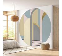 Papier peint rond / cercle - Lumaléa - Motif géométrique - Papier Premium 185gr Lavable - Diamètre 130 cm