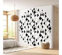Papier peint rond / cercle - Lumaléa - Motif géométrique - Papier Premium 185gr Lavable - Diamètre 130 cm