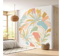 Papier peint rond / cercle - Lumaléa - Motif tropical - Papier Premium 185gr Lavable - Diamètre 130 cm