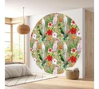 Papier peint rond / cercle - Lumaléa - Oiseaux - Papier Premium 185gr Lavable - Diamètre 130 cm