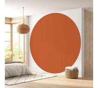 Papier peint rond / cercle - Lumaléa - Orange cuivré - Couleur Tendance - Papier Premium 185gr Lavable - Diamètre 130 cm