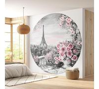 Papier peint rond / cercle - Lumaléa - Paris Tour Eiffel - Papier Premium 185gr Lavable - Diamètre 130 cm
