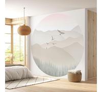 Papier peint rond / cercle - Lumaléa - Paysage - Papier Premium 185gr Lavable - Diamètre 130 cm