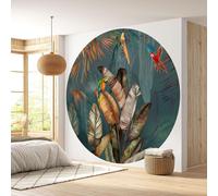 Papier peint rond / cercle - Lumaléa - Tropical - Papier Premium 185gr Lavable - Diamètre 130 cm