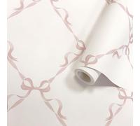 Holden - Papier peint minimaliste avec nœud pour chambre d'enfant, crèche, salle de jeux, décoration murale de bébé fille, crème/rose (14032)