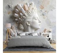 Papier Peint Sculptural 3D En Cristal Représentant Une Déesse 400 × 280 Cm Style Bohème Intissé Motif Statue De Femme Art Abstrait Moderne Fond Marbré Effet Pierre Précieuse Décoration Mural