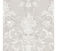 Papier peint style vintage damassé Amelie pour chambre à coucher, couloir, salon, bibliothèque Revêtements muraux Gris clair Rasch 260253