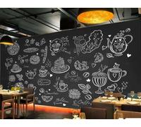 Papier Peint Tableau Noir De Mode Peint À La Main, Peinture À La Craie, Thème De Cuisson De Desserts, Thé De L'après-midi, Fond De Restaurant Occidental, Papier Peint Mural De Café,3D,430x300cm