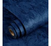 Papier peint velours autocollant - Bleu marine - 40 x 500 cm - Pour meubles, portes d'armoire et intérieur de véhicules - Salon et chambre