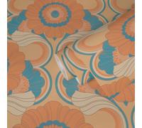 Papier Peint Vintage Floral Beige Turquoise Orange Jaune Bleu Vrilles 395302