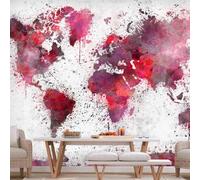 Papier Peint World Map : Red Watercolors - 70x100