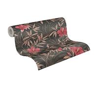 Papier Peints Fleuris Cuba intissé 10.05 m x 0.53 m Brun Rouge Noir Fabriqué en Allemagne A.S. Création 380283 38028-3