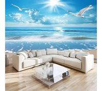 Papier Peints Panoramique Mouette éToile de Mer Poster Mural Intissé 3D, Bleu Muraux Pour Salon Chambre Chambre D'Enfant Décoration Murale 300x210cm