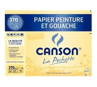 Papier peinture et gouache - CANSON - 24 x 32 cm - 370 g/m² - Pochette 6 feuilles - Blanc