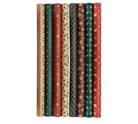 Papier Présent de Noël Motif Rétro Classique en Kraft 8 Pièces | Découpe, Usage Origami, Fournitures D’emballage pour Bouquets et Paquets Style Aléatoire