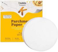 Papier sulfurisé rond, Ø 17,8 cm, 200 feuilles, blanc, antiadhésif, avec emporte-pièces pour gâteaux de 7 pouces, cuisson de pizzas, cuisson de tortillas