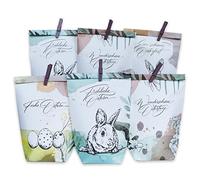 Papierdrachen 12 Pochettes Cadeaux imprimées pour Pâques - Moderne - Idée ou décoration de Pâques - avec Pinces en Bois | Nid de Pâques à bricoler et à Offrir - Set 7