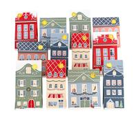 Papierdrachen Calendrier de l'Avent 2025 - Ville de Noël pastel - 24 boîtes pliantes - Décoration de Noël à bricoler et à remplir - Pour enfants et adultes