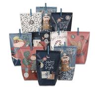 Papierdrachen Calendrier de l'Avent à remplir 24 sacs cadeaux imprimés bleu et rose et 24 autocollants avec chiffres et agrafes bleu foncé pour le bricolage et les cadeaux de Noël