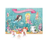 Papierdrachen Calendrier de l'Avent avec des tatouages pour enfants à coller - Tatouages avec des sirènes et d'autres dessins pour enfants - Calendrier de Noël pour enfants - vegan -Sirène Set 1