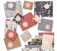 Papierdrachen DIY Calendrier de l'Avent Papier d'emballage cadeau - avec les chiffres de 1-24 - motif patineur sur glace - emballage cadeau Avent pour les grands cadeaux - 24 feuilles.