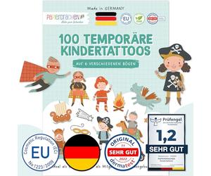 Papierdrachen Lot de 100 tatouages pour enfants à coller en Allemagne - Tatouages avec Heroes et autres designs adaptés aux enfants - Cadeau d'anniversaire - végétalien - Diversity - Lot de 15