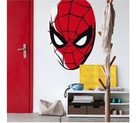 Komar Papier peint photo autocollant en intissé - Motif tête de tête de Spider-Man - Dimensions : 125 x 125 cm - Décoration murale pour chambre d'enfant - Marvel