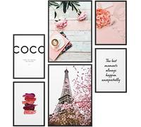 Papierschmiede® Set Mood Posters, Tableau Décoration Murale sans cadres « Coco Girly » Bureau, Salon, Deco Chambre Parentale, Cuisine, 2x A3 et 4x A4, mode de vie charme beauté rose