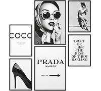 Papierschmiede® Set Mood Posters, Tableau Décoration Murale sans cadres « Coco Noir et Blanc » Bureau, Salon, Deco Chambre Parentale, Cuisine, 2x A2 et 4x A3, Glamour Lifestyle Mode