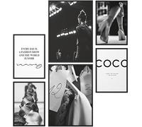 Papierschmiede® Set Mood Posters, Tableau Décoration Murale sans cadres « Coco Runway » Bureau, Salon, Deco Chambre Parentale, Cuisine, 2x A2 et 4x A3, Noir blanc Mode passerelle